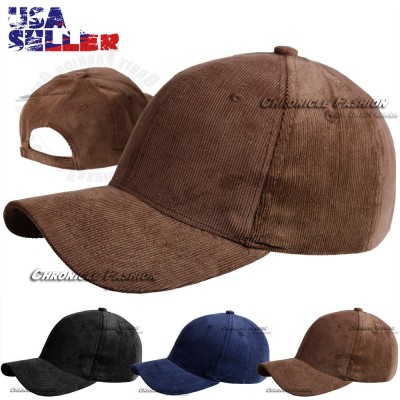 Corduroy Cord Hat Baseball Cap Plain Blank Classic 6 Pannel Adjustable Caps Hats  eb-65421720